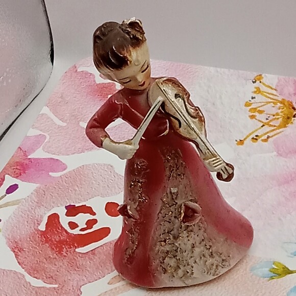 Unbranded Other - Victorian Lady in Pink Dress Playing Violin Figurine  Vintage Japan Ceramic 3D
